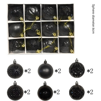 12 τμχ/Σετ Χριστουγεννιάτικο Δέντρο Διακοσμητικά Μπάλες 6cm Χριστουγεννιάτικη Μπάλα Μαύρη Μπάλα Χριστουγεννιάτικα Διακοσμητικά Χριστουγεννιάτικο Δέντρο Κρεμαστή για διακόσμηση σπιτιού