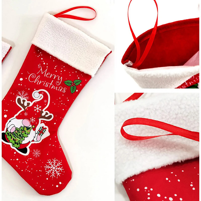 Božićne čarape, Rudolphova velika božićna čarapa od 14 inča, viseći ukras za kamin, božićno drvce, božićni blagdanski ukrasi