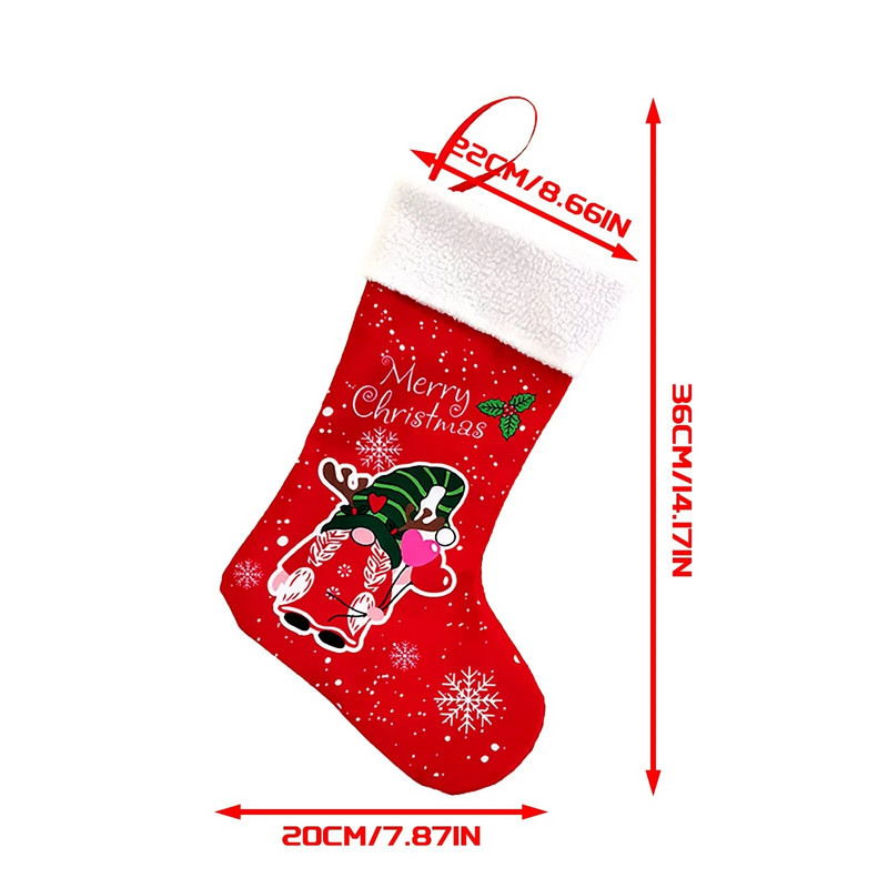Božićne čarape, Rudolphova velika božićna čarapa od 14 inča, viseći ukras za kamin, božićno drvce, božićni blagdanski ukrasi