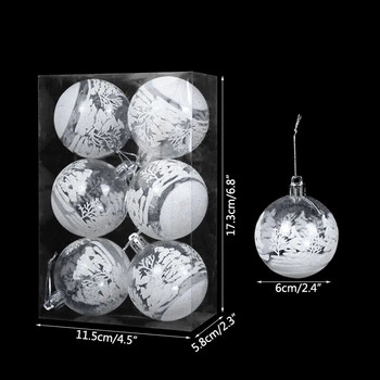 6 бр. 6 см прозрачни снежни коледни топки Висулки за украса на коледна елха Прозрачни безделници Висящи орнаменти Xmas Navidad