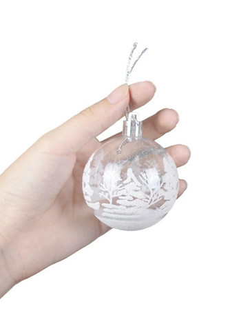 6 бр. 6 см прозрачни снежни коледни топки Висулки за украса на коледна елха Прозрачни безделници Висящи орнаменти Xmas Navidad