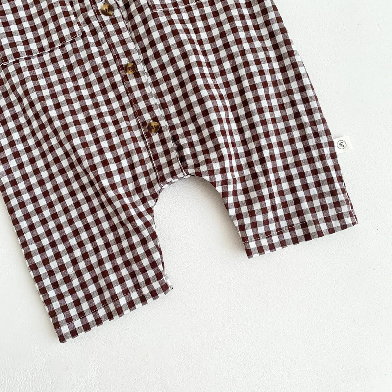 2023 Nove široke štrample Odjeća za dječake i djevojčice Karirani pamučni ležerni kombinezon s dugim rukavima Korejska odjeća za dojenčad Jednodijelni