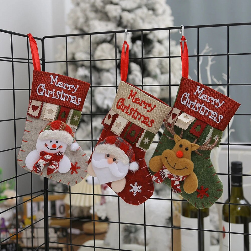 Božićne čarape Čarape Djed Snjegović Viseći ukrasi za božićno drvce Božićni dekor za dom Nova godina Navidad Vrećice za poklone od slatkiša