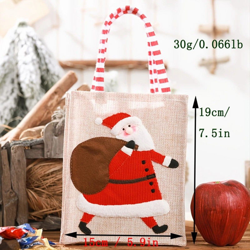 Ziemassvētku dekoratīvie priekšmeti, lina trīsdimensiju izšūšanas rokassomiņa, bērnu dāvanu soma, konfekšu soma, uzglabāšanas soma
