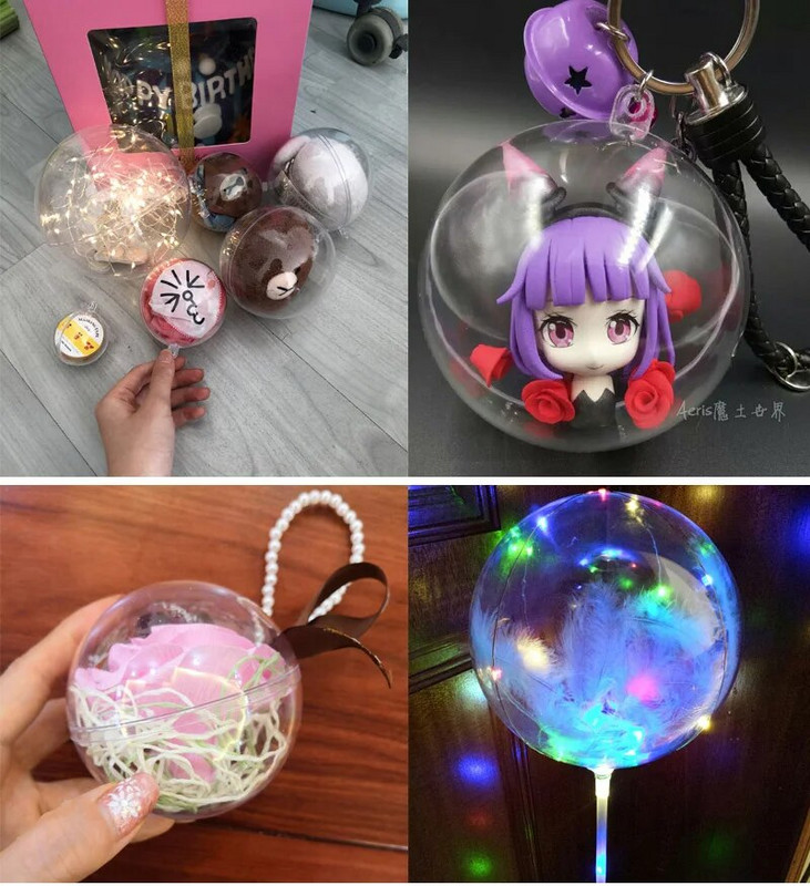 10 σετ Άδεια στολίδια για χριστουγεννιάτικο δέντρο κρεμασμένα στρογγυλή μπάλα Διαφανές ανοιχτό πλαστικό διαφανές στολίδι Παιδικά DIY πάρτι προμήθειες