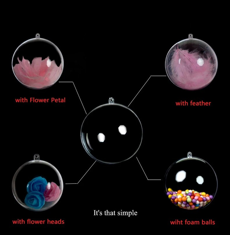 10 σετ Άδεια στολίδια για χριστουγεννιάτικο δέντρο κρεμασμένα στρογγυλή μπάλα Διαφανές ανοιχτό πλαστικό διαφανές στολίδι Παιδικά DIY πάρτι προμήθειες