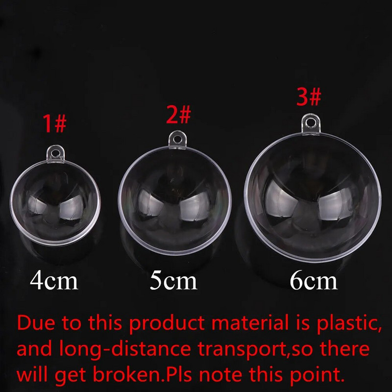 10 σετ Άδεια στολίδια για χριστουγεννιάτικο δέντρο κρεμασμένα στρογγυλή μπάλα Διαφανές ανοιχτό πλαστικό διαφανές στολίδι Παιδικά DIY πάρτι προμήθειες