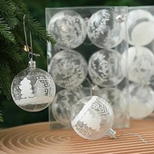 6τμχ 6cm Διάφανες χριστουγεννιάτικες μπάλες χιονιού Κρεμαστά για διακόσμηση χριστουγεννιάτικου δέντρου Διαφανή μπιχλιμπίδια Κρεμαστά Χριστουγεννιάτικα στολίδια