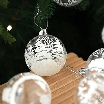 6τμχ 6cm Διάφανες χριστουγεννιάτικες μπάλες χιονιού Κρεμαστά για διακόσμηση χριστουγεννιάτικου δέντρου Διαφανή μπιχλιμπίδια Κρεμαστά Χριστουγεννιάτικα στολίδια