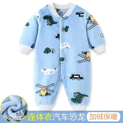 Jesen i zima Odjeća za novorođenčad Topla kombinezona za dojenčad Dječaci Djevojčice Pidžame od mekanog flisa Kombinezon s dinosaurusima