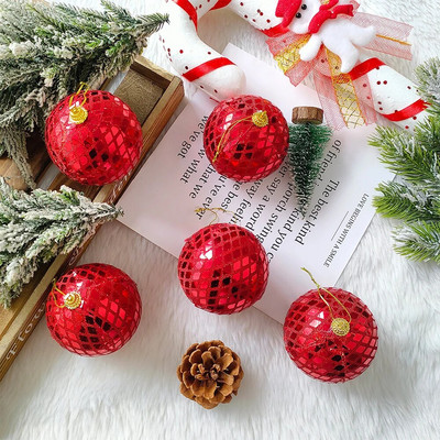 2/5 τμχ 8 εκ. Πέρλες με παγιέτες Χριστουγεννιάτικη μπάλα Χριστουγεννιάτικο Δέντρο Κρεμαστό Παστορικό Ρουστίκ Διακόσμηση Πάρτι για Σπίτι Navidad Πρωτοχρονιά 2021