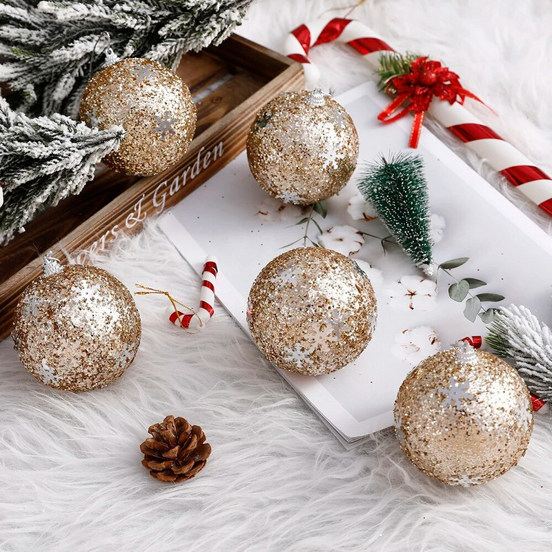 2/5 τμχ 8 εκ. Πέρλες με παγιέτες Χριστουγεννιάτικη μπάλα Χριστουγεννιάτικο Δέντρο Κρεμαστό Παστορικό Ρουστίκ Διακόσμηση Πάρτι για Σπίτι Navidad Πρωτοχρονιά 2021