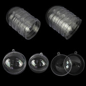 10 pár függő karácsonyfadísz golyó 6cm/7cm átlátszó műanyag kerek golyós tölthető díszek party esküvői Navidad dekor