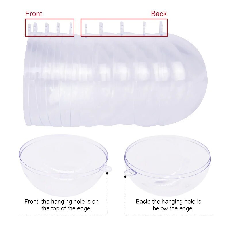 10 pár függő karácsonyfadísz golyó 6cm/7cm átlátszó műanyag kerek golyós tölthető díszek party esküvői Navidad dekor