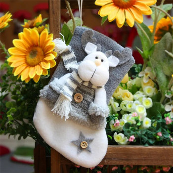 Семейна парти украса Коледни чорапи Сив Дядо Коледа Лос Снежен човек Коледно дърво Декор Орнаменти Торбички за подаръци