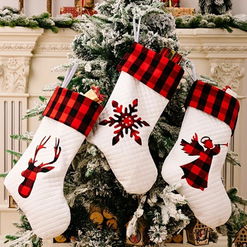 1 бр. Коледни чорапи Чорапи Подаръци Чанта за бонбони Elk Xmas Tree Елен Печат Джоб Висящ орнамент Новогодишни декорации