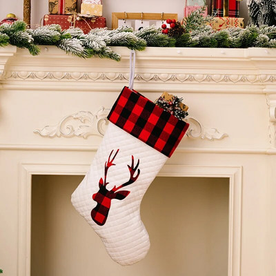 1 τμχ Χριστουγεννιάτικες κάλτσες Κάλτσες Δώρα Τσάντα καραμέλα Elk Χριστουγεννιάτικο δέντρο ελάφια εκτύπωση τσέπης κρεμαστό στολίδι Πρωτοχρονιάτικα διακοσμητικά