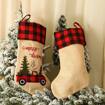 Голям коледен чорап Коледна подаръчна чанта Коледно дърво Орнамент Ноел Чанта за бонбони Натални висулки Весела Коледа Декор