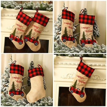 Голям коледен чорап Коледна подаръчна чанта Коледно дърво Орнамент Ноел Чанта за бонбони Натални висулки Весела Коледа Декор