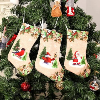 Коледни чорапи Sack Xmas Gift Candy Bag Noel Christmas Decorations for Home Navidad 2024 New Year Sock Christmas Tree Decor