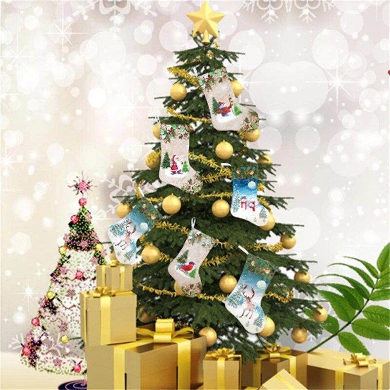 Ziemassvētku zeķu maiss Ziemassvētku dāvanu konfekšu maisiņš Noel Ziemassvētku rotājumi mājām Navidad 2024 Jaungada zeķu Ziemassvētku eglītes dekors