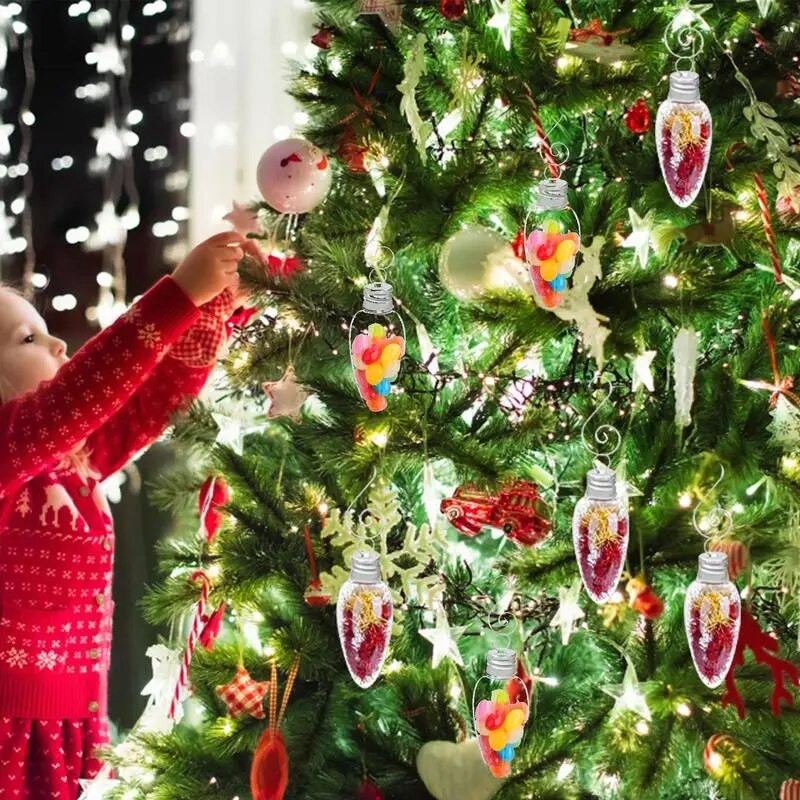 24gab Ziemassvētku caurspīdīgi nieciņi Caurspīdīgi uzpildāmi spuldzīšu bumbiņas Ziemassvētku eglītes piekārtie rotājumi Kāzu ballītes mājas dekors
