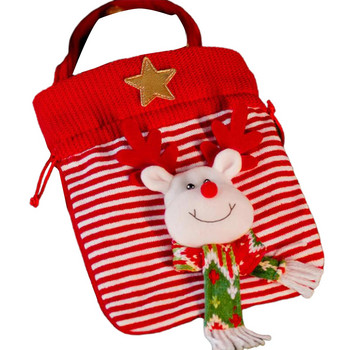 Коледни торбички за подаръци Малки торбички за подаръци от плат за кукли Симпатично мече Дядо Коледа Снежен човек Празнична торбичка за ябълки за дома, офиса, партито
