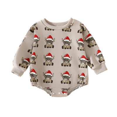 2023. gads, jaundzimušie, zēni, meitenes, Ziemassvētku bikses, apģērbi, liellopu cepures, apdrukas ar garām piedurknēm, džemperi ar O veida kakla izgriezumu, kombinezoni, Ziemassvētku kostīmi