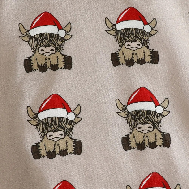 2023. gads, jaundzimušie, zēni, meitenes, Ziemassvētku bikses, apģērbi, liellopu cepures, apdrukas ar garām piedurknēm, džemperi ar O veida kakla izgriezumu, kombinezoni, Ziemassvētku kostīmi