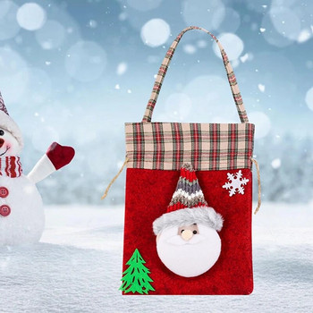 Коледни подаръчни торбички с шнур, торбички за лакомства Дядо Коледа Елк Снежен човек Торбички с бонбони за детски партита Малки торбички за подаръци