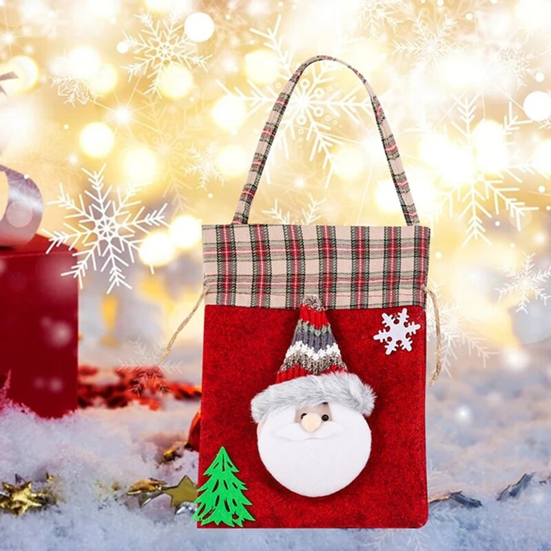 Χριστουγεννιάτικες τσάντες δώρου με κορδόνι, τσάντες κέρασμα χιονάνθρωπος Santa Elk Μπομπονιέρες για παιδικά πάρτι Μικρές τσάντες δώρου