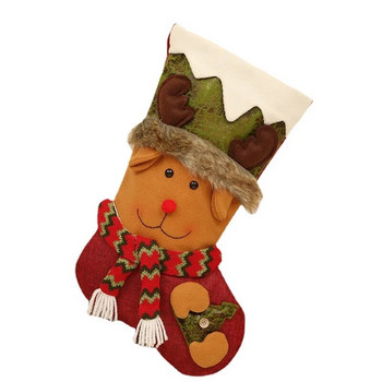 2024 Коледни украси Дядо Коледа Снежен човек Елен Имитация на кожени чорапи Декоративни висящи на дърво чорапи Подаръчна чанта за деца