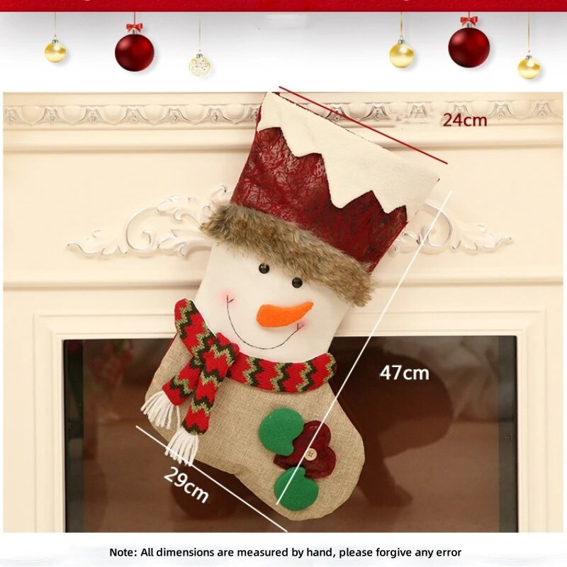 2024-es karácsonyi díszek Mikulás Hóember Szarvas Műbőr zokni Dekoratív fán lógó Zokni ajándéktáska gyerekeknek