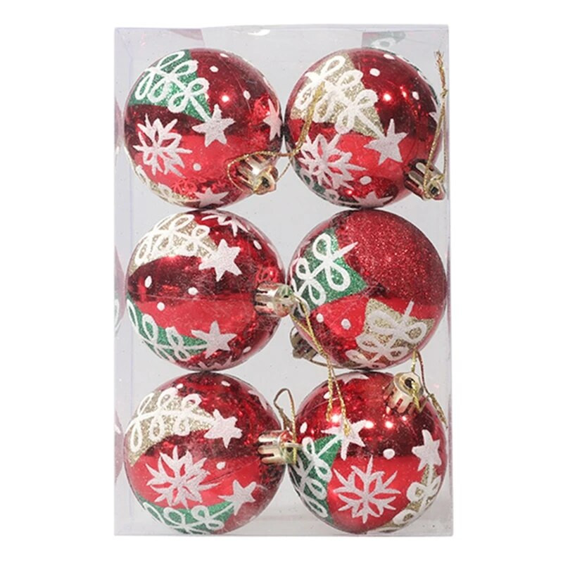 6 db/készlet Felakasztható kivitelű karácsonyfadísz golyós díszek karácsonyfadíszítéshez többszínű díszek