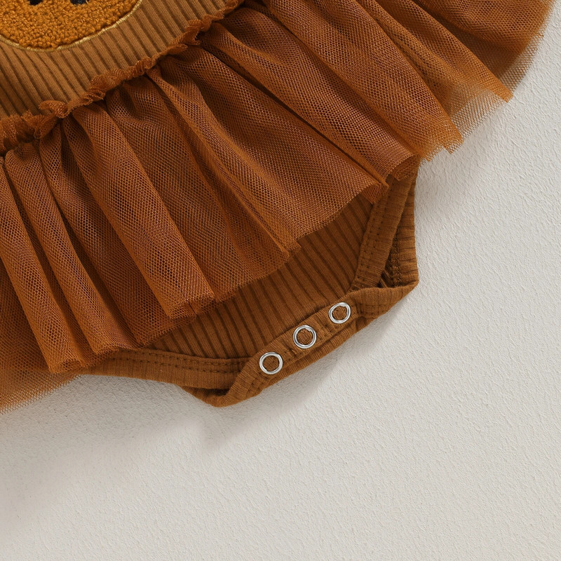 Pudcoco zīdaiņu meiteņu tīklenes kleita ar lāča rakstu ar garām piedurknēm kombinezoni jaundzimušajam, jaukas drēbes 0-18 M