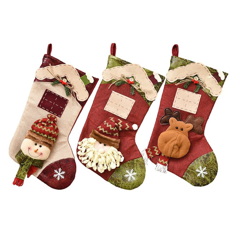 Χριστουγεννιάτικη κάλτσα εξατομικευμένη χριστουγεννιάτικη κάλτσα καραμέλα Χριστουγεννιάτικη διακόσμηση για το σπίτι Noel Navidad Πρωτοχρονιά 2024 Διακόσμηση τσάντα δώρου
