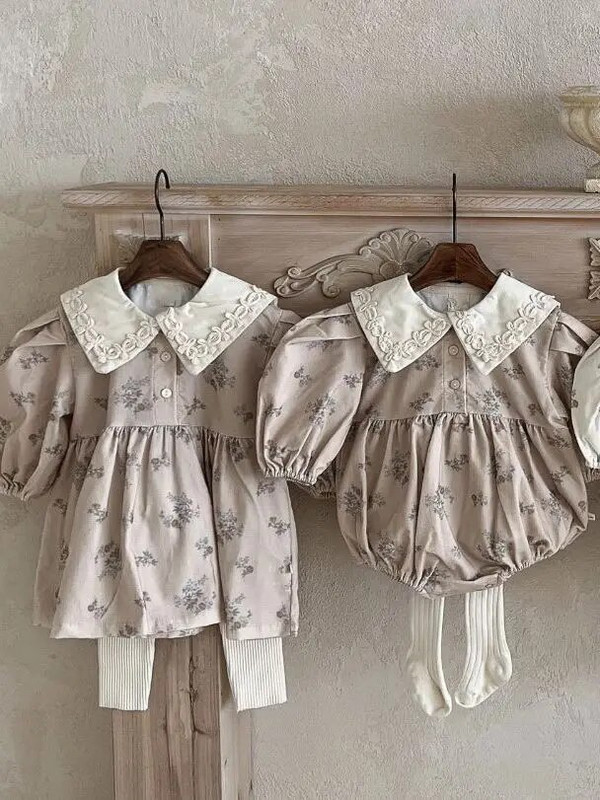 Jesenska odjeća za dojenčad, djevojčica, preslatka haljina za princezu s cvjetnim printom, novorođenčad, pamučne haljine s 3d cvjetovima za vjenčanje i zabavu