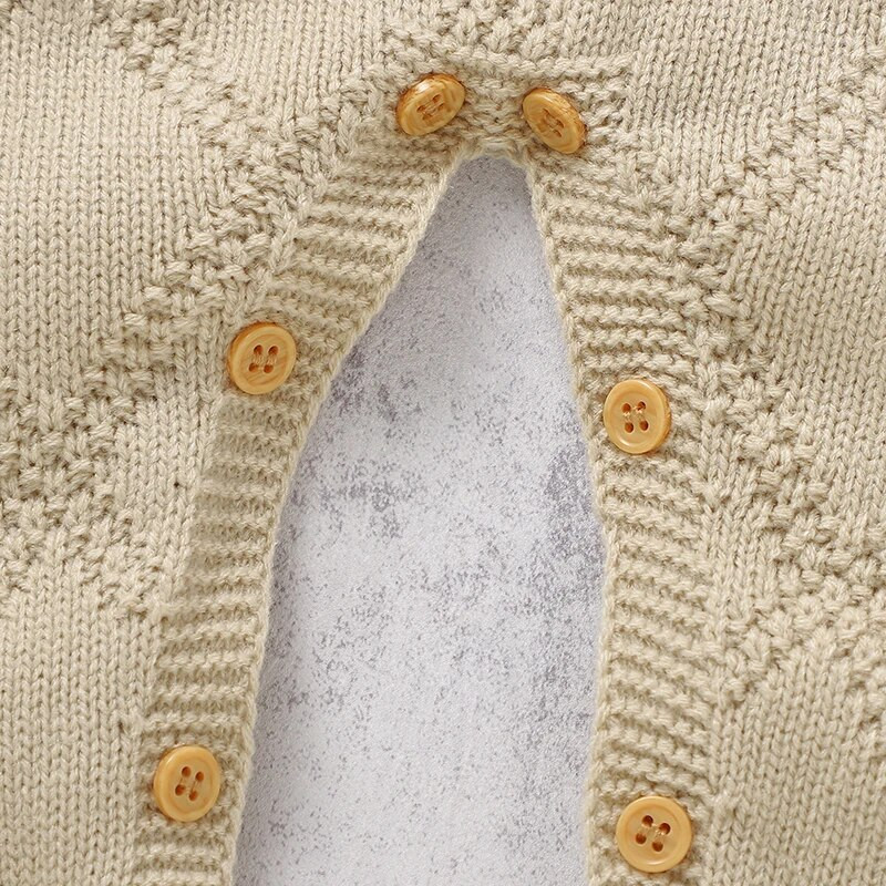 Jednobojni dijamantni pleteni akrilni kombinezon s dugim rukavima od 1 do 18 mjeseci, dječaci i djevojčice, kombinezon za proljeće i jesen