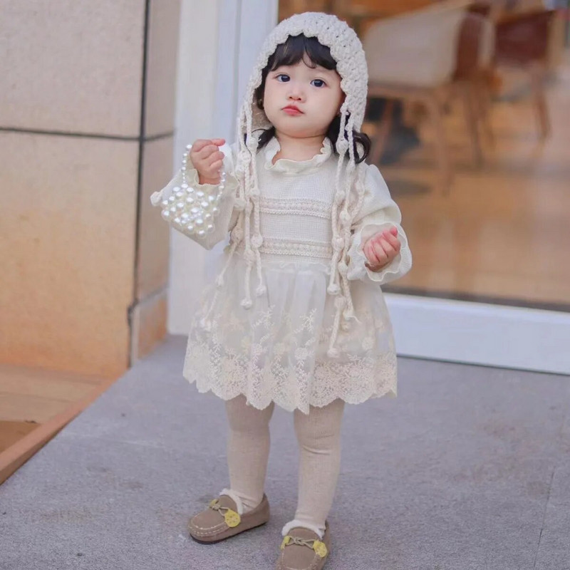 Άνοιξη Φθινόπωρο Μόδα Κορίτσι Μωρό Δαντέλα Κέντημα Λουλούδι Μακρυμάνικο Πριγκίπισσα Φόρεμα Νεογέννητο Βαμβακερό Μασίφ φόρεμα για πάρτι