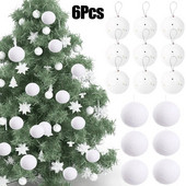 6 ΤΕΜ/Σετ Χριστουγεννιάτικη Μπάλα Στρογγυλή Λευκή Αφρώδης Μπάλες Χριστουγεννιάτικο Δέντρο Κρεμαστά στολίδια για Χριστουγεννιάτικο γαμήλιο πάρτι σπίτι Χριστουγεννιάτικο μενταγιόν