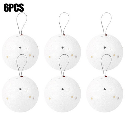 6 ΤΕΜ/Σετ Χριστουγεννιάτικη Μπάλα Στρογγυλή Λευκή Αφρώδης Μπάλες Χριστουγεννιάτικο Δέντρο Κρεμαστά στολίδια για Χριστουγεννιάτικο γαμήλιο πάρτι σπίτι Χριστουγεννιάτικο μενταγιόν