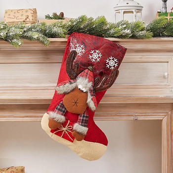 Коледни чорапи Подаръчна торбичка Коледна украса Чорапи Бъдни вечер Коледен подарък Детска коледна елха Висулка Торбичка за бонбони