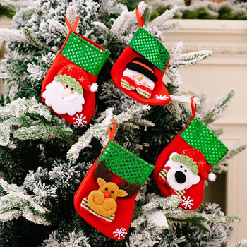 New 2024 Christmas Stocking Sack Xmas Gift Candy Bag Noel Christmas Decorations for Home Natal Navidad Sock Christmas Tree Decor