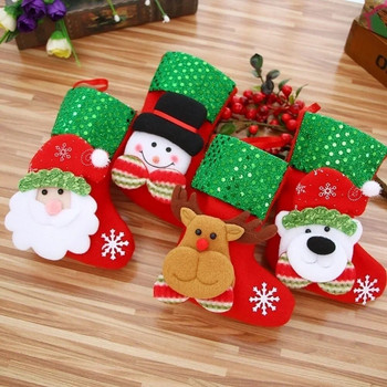 New 2024 Christmas Stocking Sack Xmas Gift Candy Bag Noel Christmas Decorations for Home Natal Navidad Sock Christmas Tree Decor