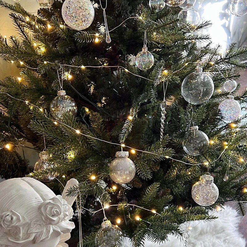 6Gb 6/8cm Caurspīdīgas Ziemassvētku bumbiņas Kuloni Ziemsvētku eglītes piekaramie rotājumi Ziemassvētku mājas rotājumi 2024. gada Jaungada Noela dāvanas