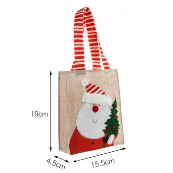 Коледна торба за подаръци Чанта за ябълки Ленена карикатура Дядо Коледа Снежен човек Коледен подарък Поставки за торбички за бонбони Нова година Коледна украса за дома