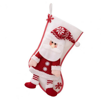 1 бр. Коледен чорап Плетен Дядо Коледа Снежен човек Голям капацитет Коледно дърво за многократна употреба Висяща подаръчна чанта Висящ чорап Висулка