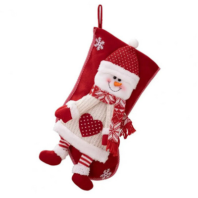 1 gab Ziemassvētku zeķes Trikotāžas Ziemassvētku vecītis Sniegavīrs Liela ietilpība Atkārtoti lietojams Ziemassvētku eglītes iekarināms dāvanu maisiņš Piekarināms zeķu kulons