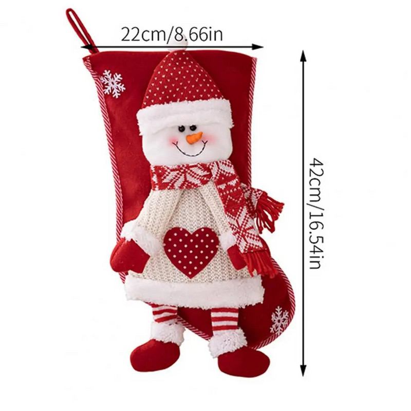 1 gab Ziemassvētku zeķes Trikotāžas Ziemassvētku vecītis Sniegavīrs Liela ietilpība Atkārtoti lietojams Ziemassvētku eglītes iekarināms dāvanu maisiņš Piekarināms zeķu kulons