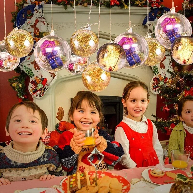 Χριστουγεννιάτικη διάφανη μπάλα 4-10cm Διακοσμητικά στολίδια για χριστουγεννιάτικο δέντρο για το σπίτι Πλαστικό μπιχλιμπίδι που μπορεί να γεμίσει κουτί δώρου